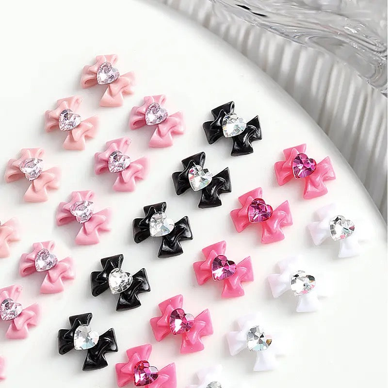 Bow with Heart Centre Rhinestone