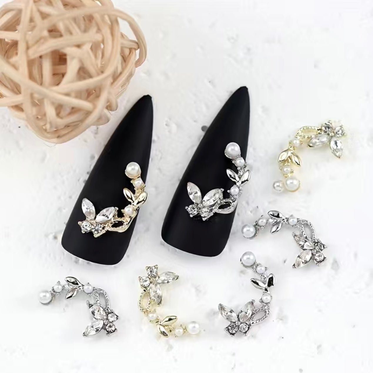 Butterfly with Pearl Curved Charm