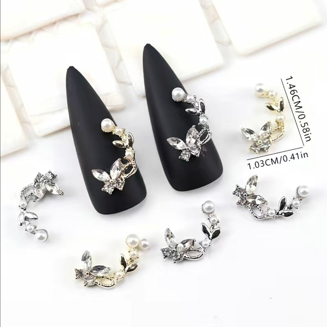 Butterfly with Pearl Curved Charm