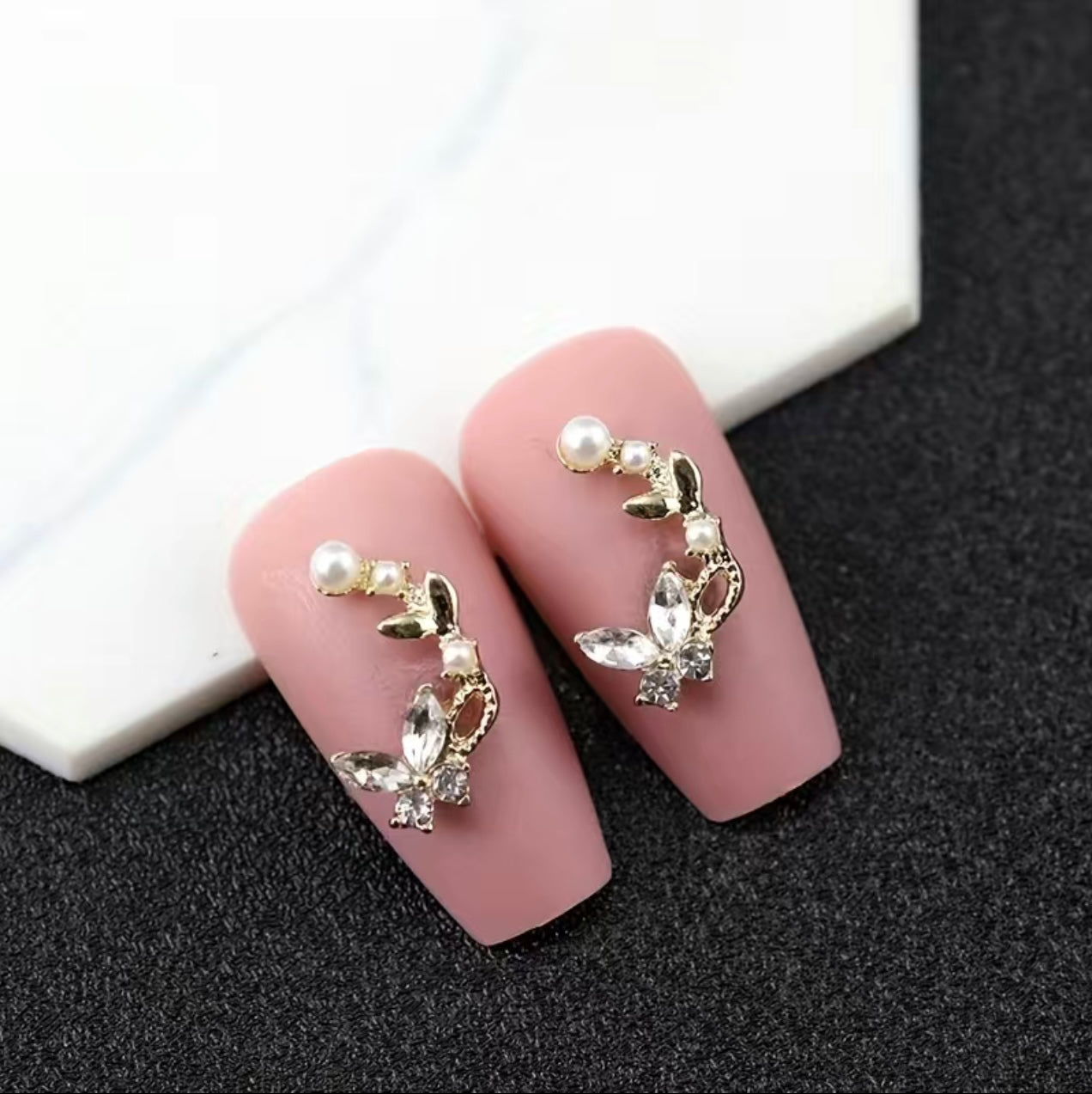 Butterfly with Pearl Curved Charm