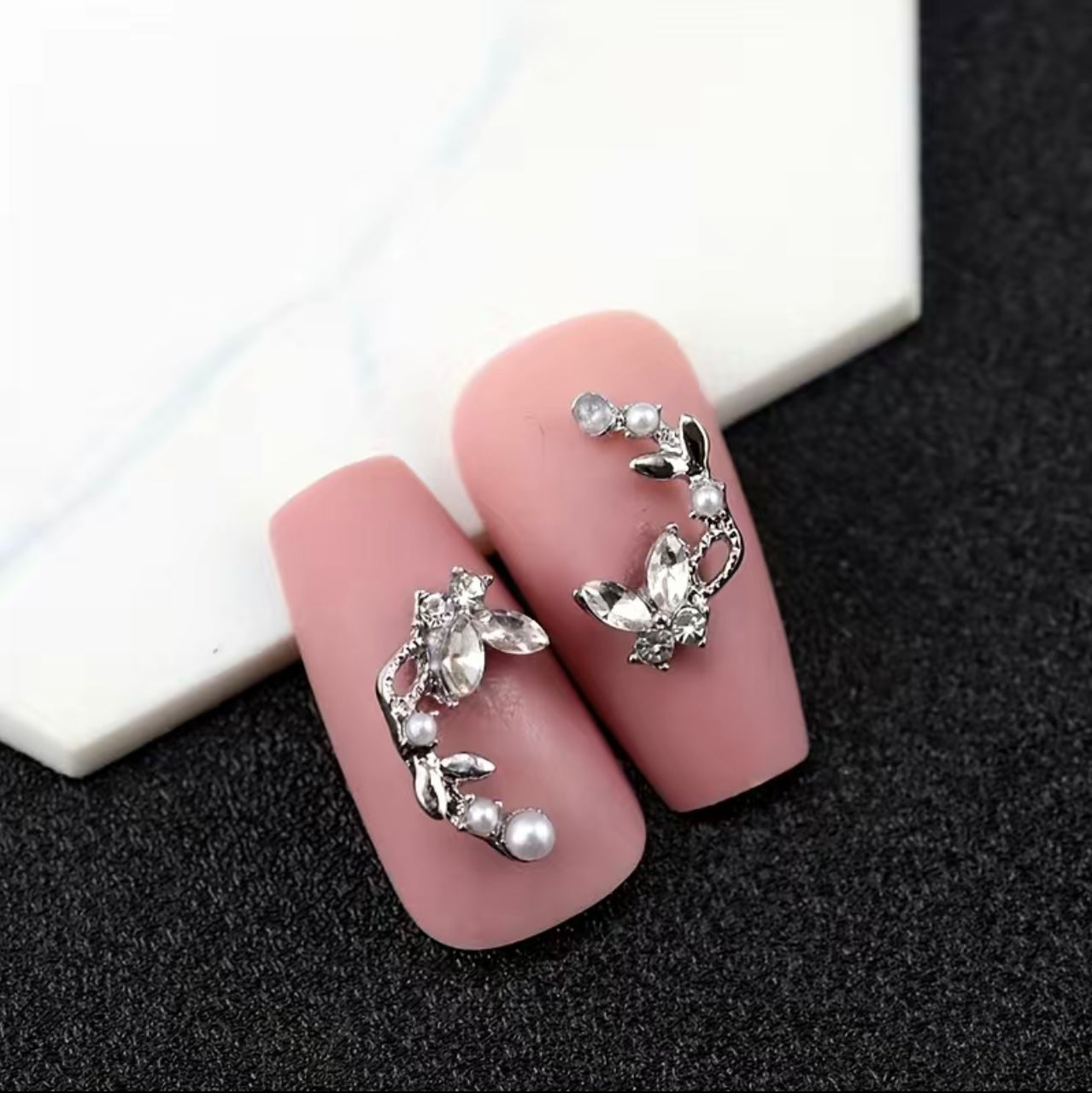 Butterfly with Pearl Curved Charm