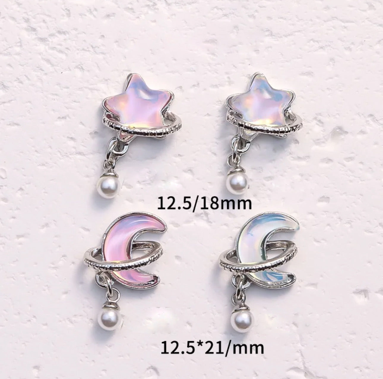 Moon and Star with Pearl Dangle