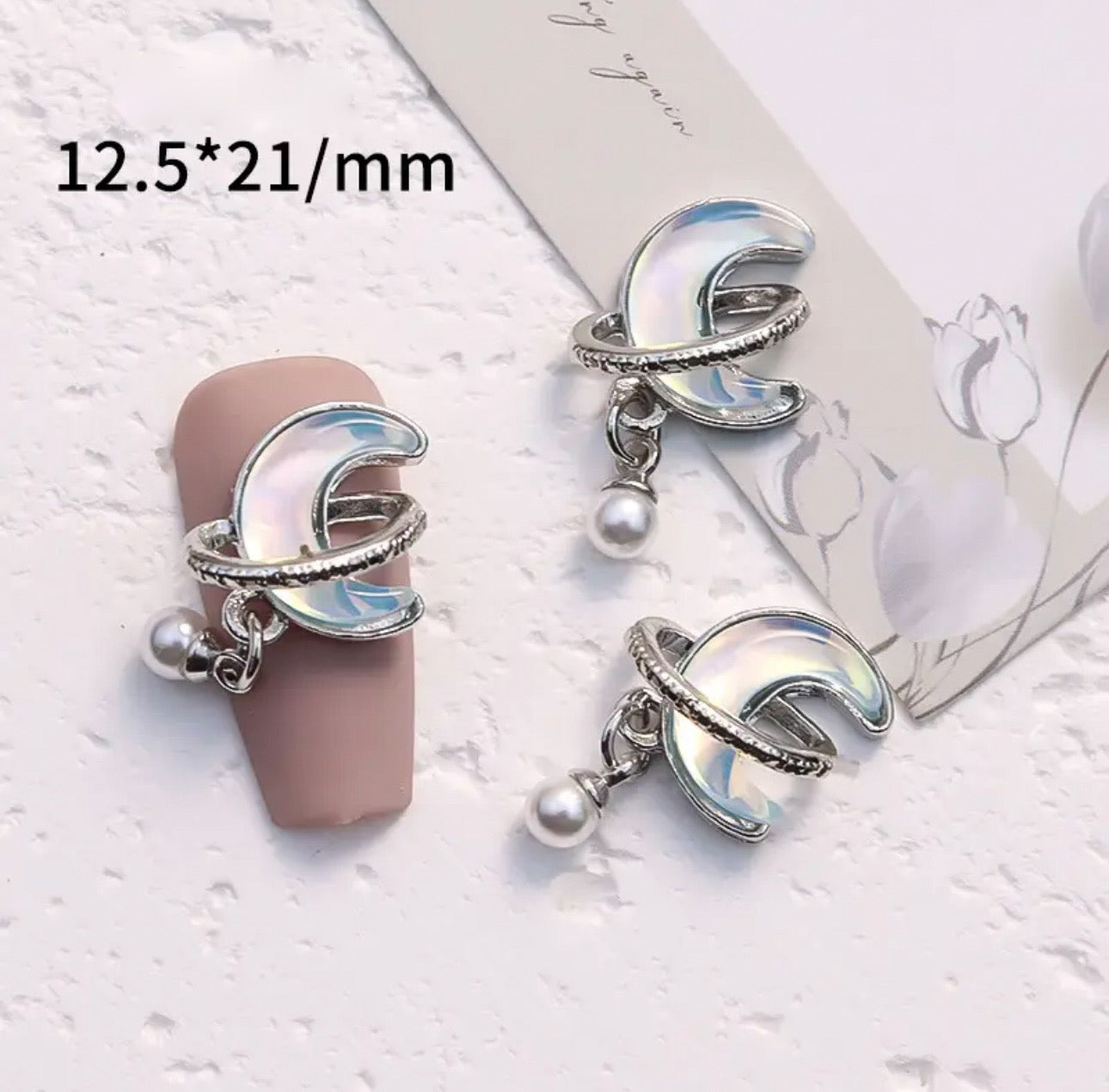 Moon and Star with Pearl Dangle