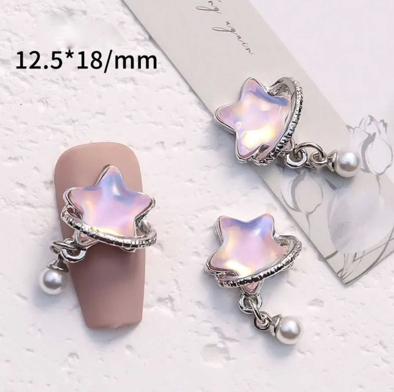 Moon and Star with Pearl Dangle