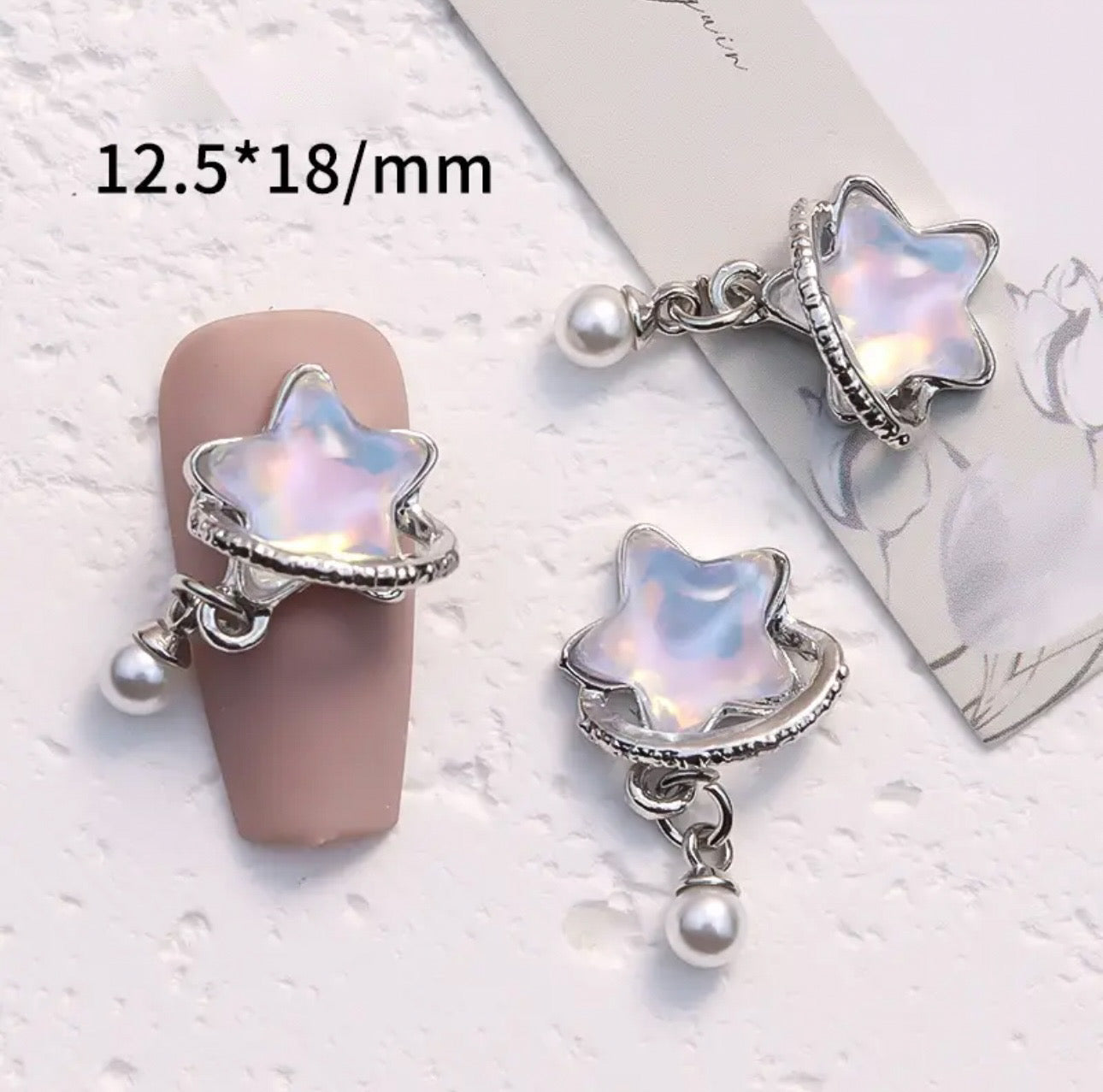 Moon and Star with Pearl Dangle
