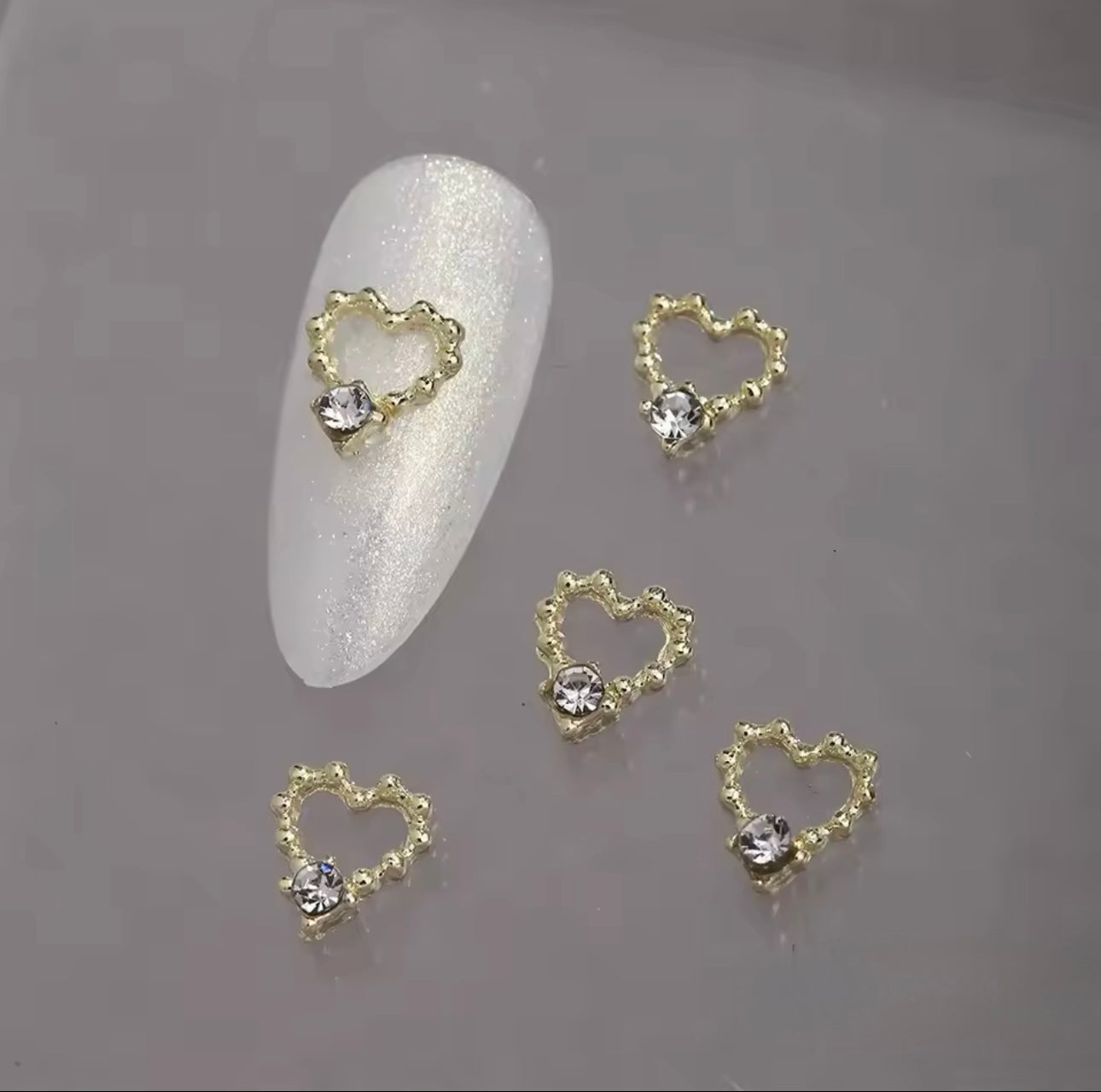 Gold Heart with Silver Rhinestone