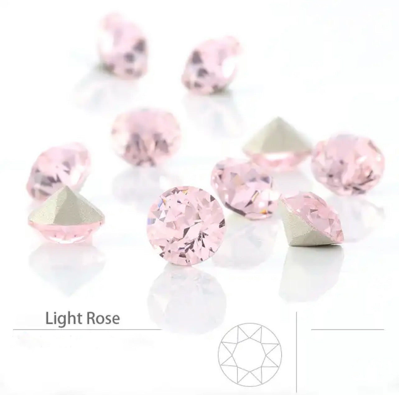 Light Rose Pointback Rhinestone