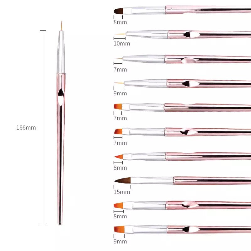 10 pieces pink brush set