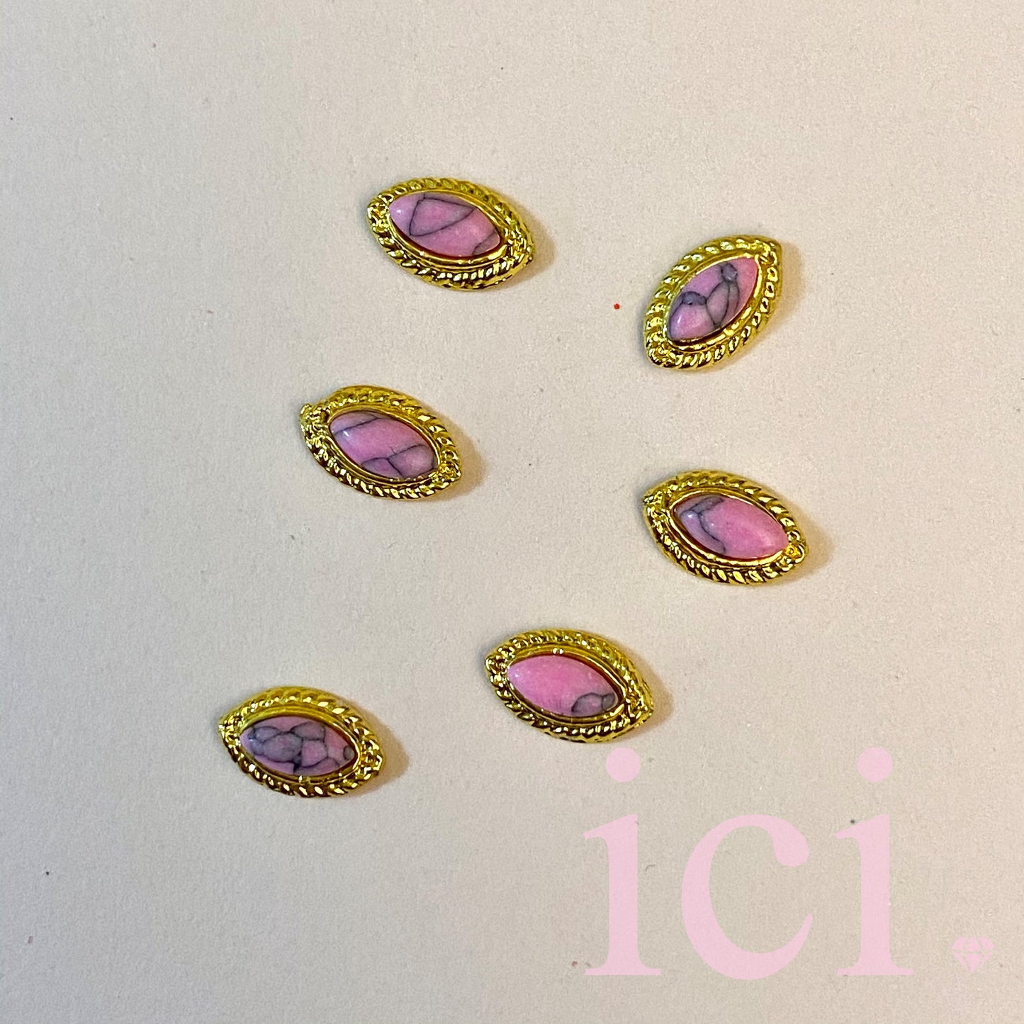 Pink Marble Stone with Gold Trim