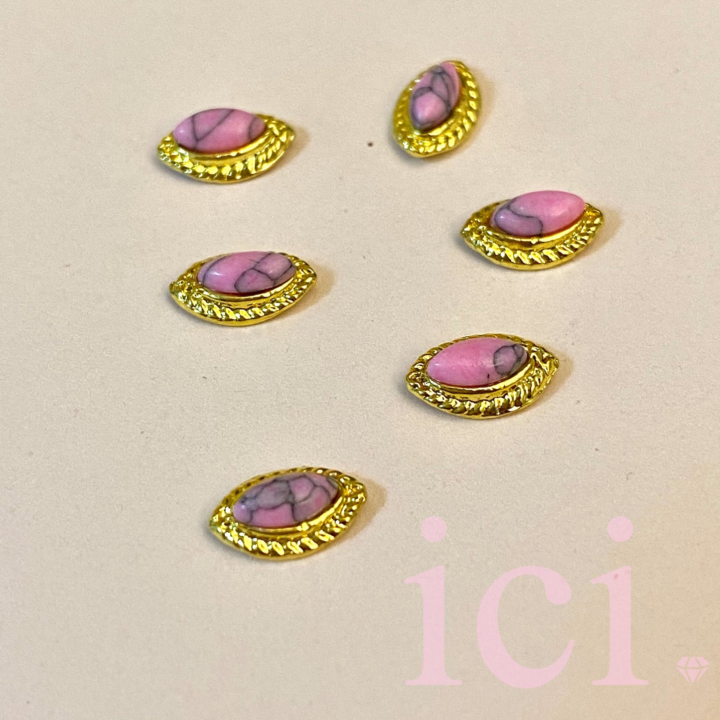 Pink Marble Stone with Gold Trim