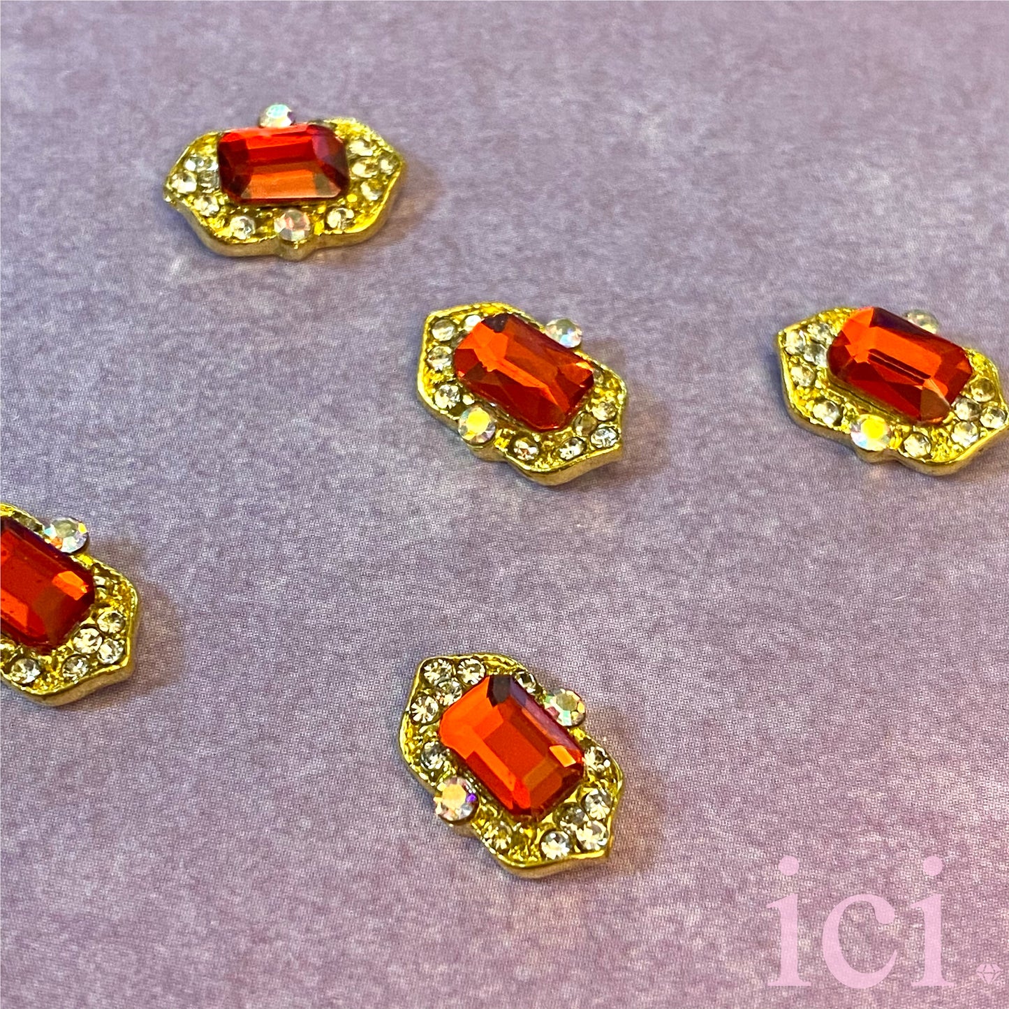 Red Stone with Gold Frame Border