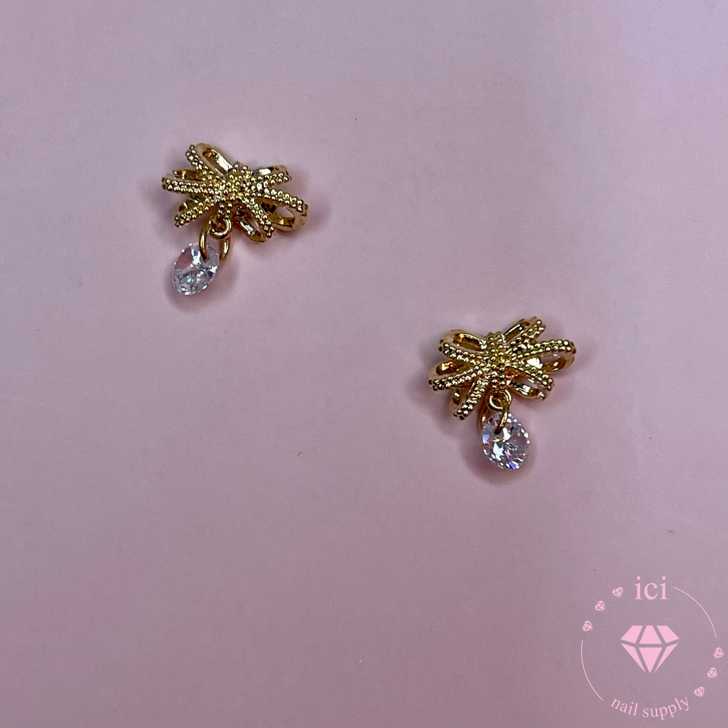 Ribbon Bow with Stone Dangle