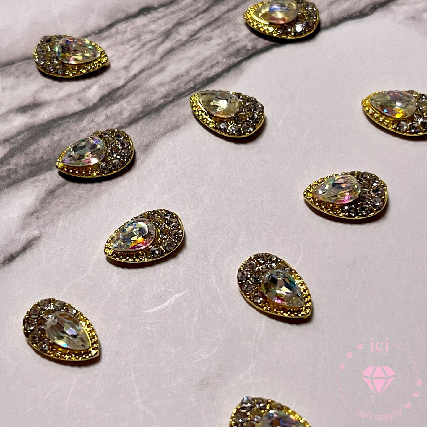 Silver Teardrop with Stone Boarder