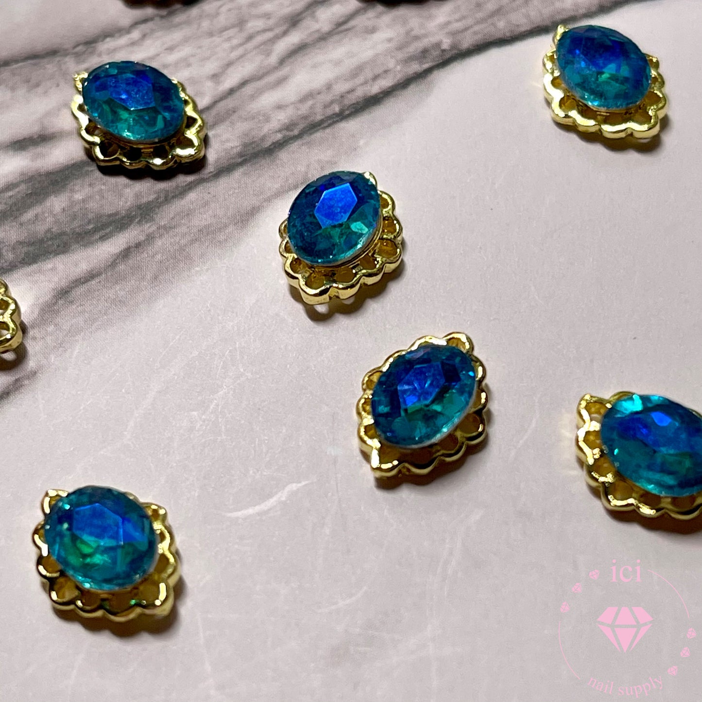 Blue Big Stone with Gold Boarder