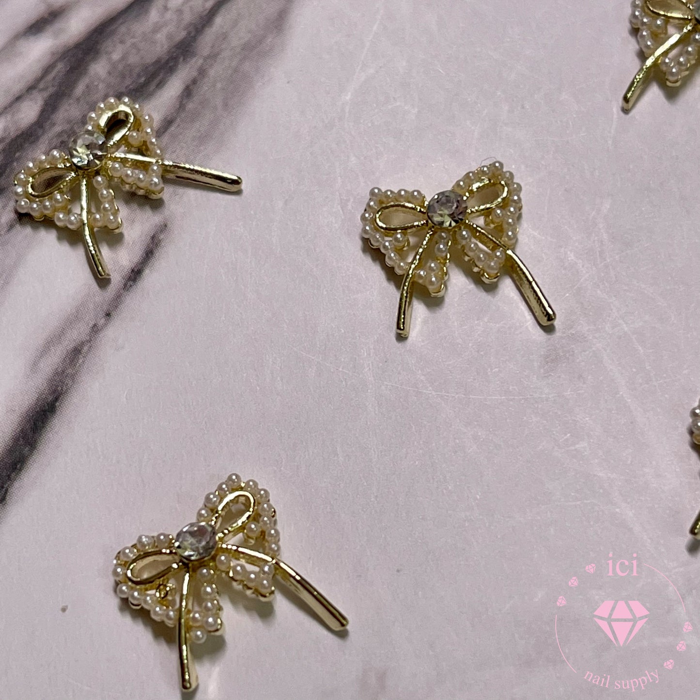 Gold Bow with Pearls