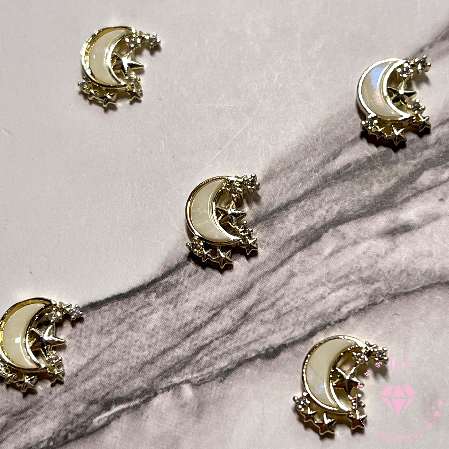 White Moon with Stars