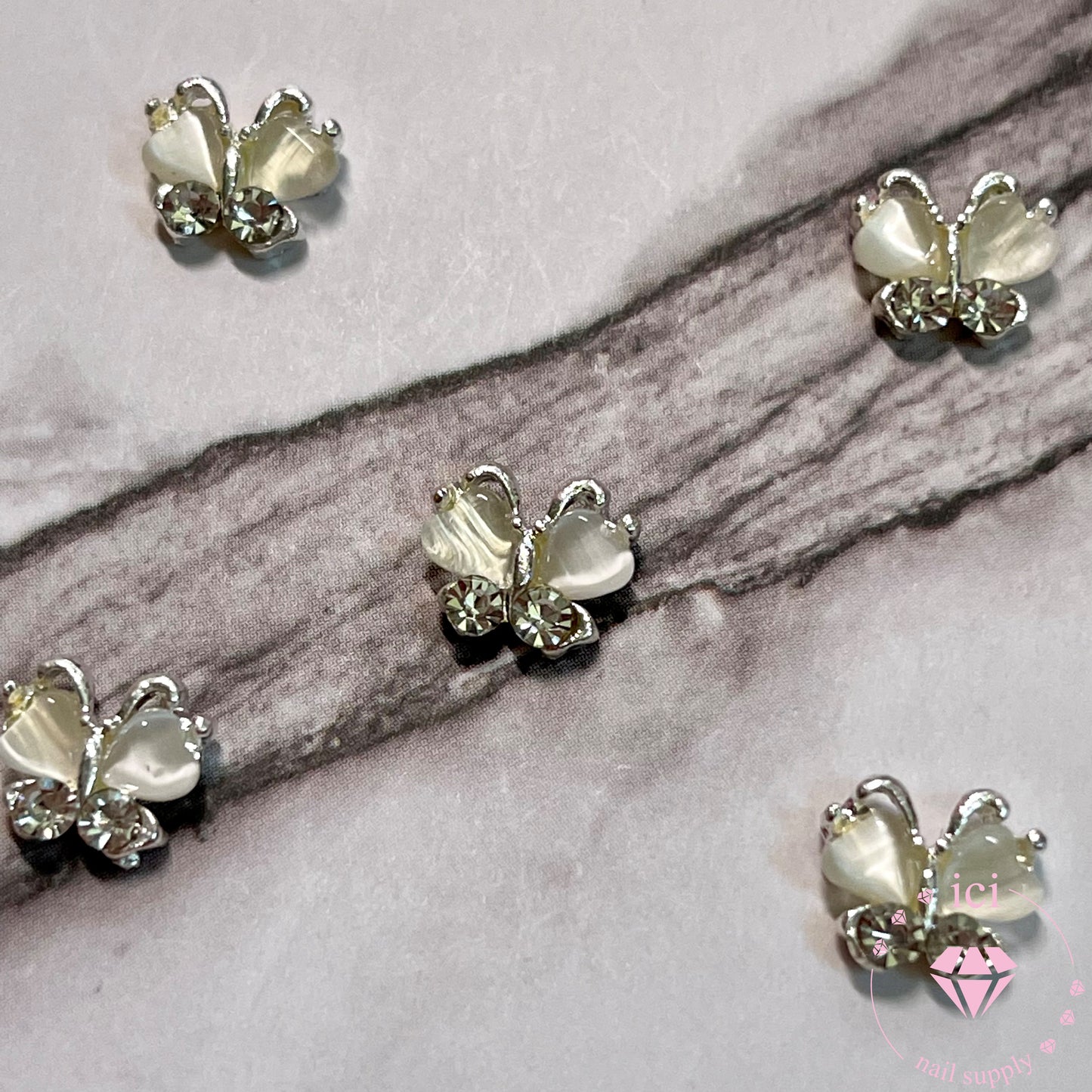 Silver Butterfly with Stones