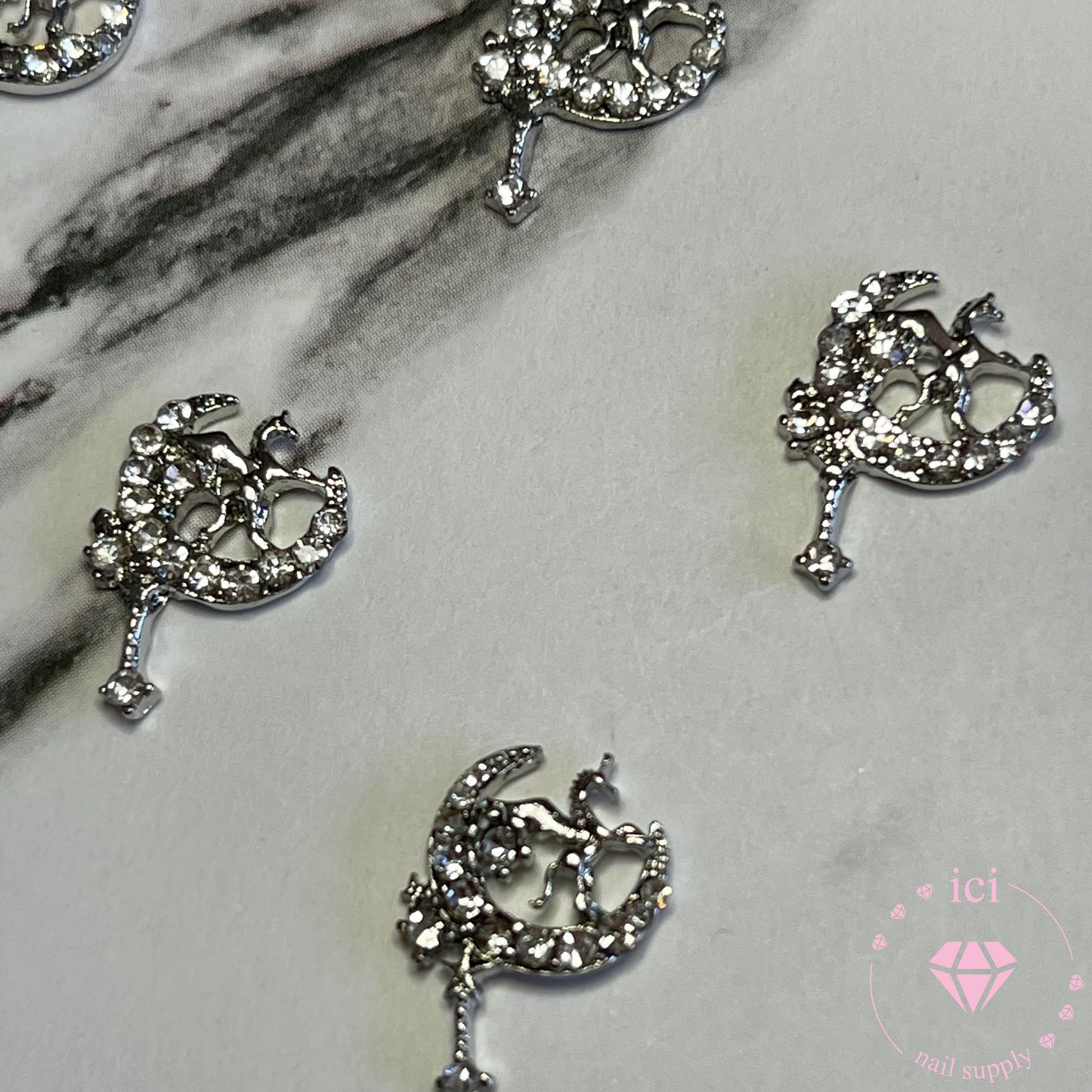 Unicorn on Rhinestone Moon - silver