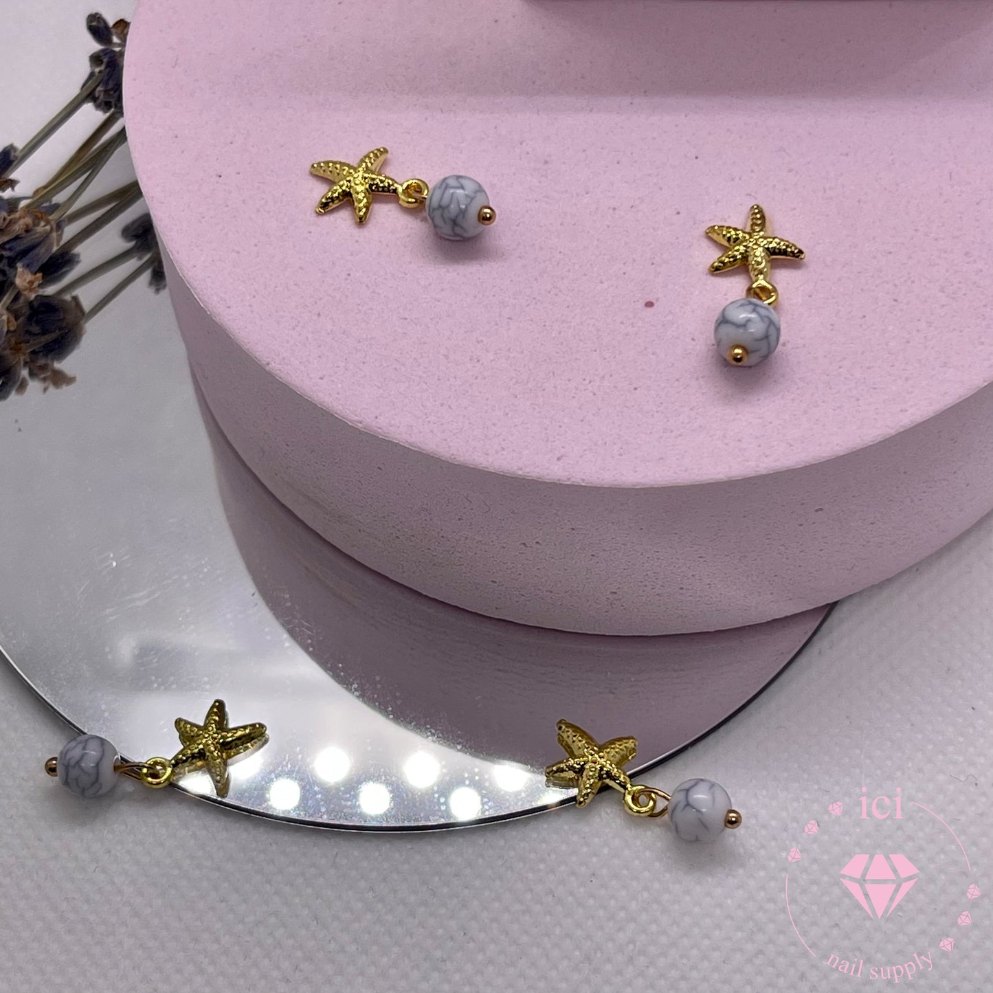 Starfish with Marbled Pearl Dangle