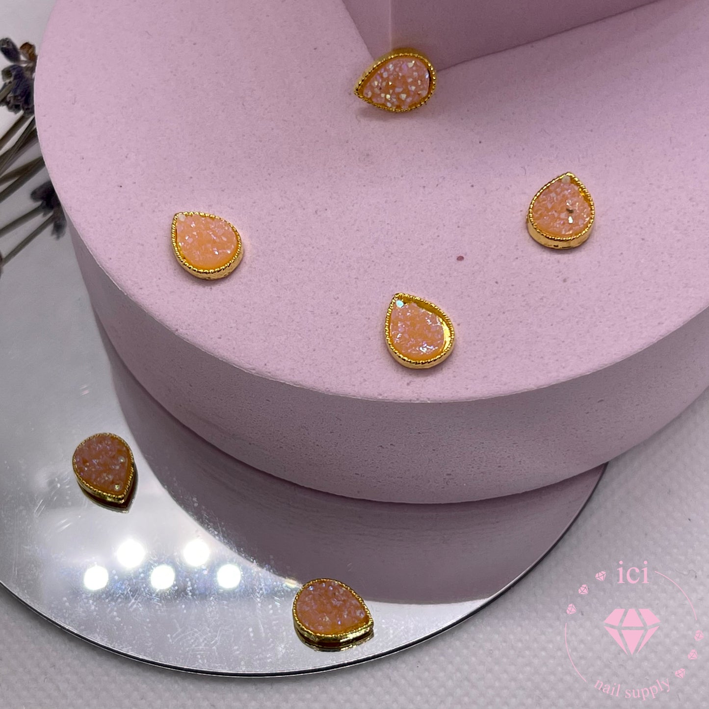 Textured Stone Teardrop - Pink