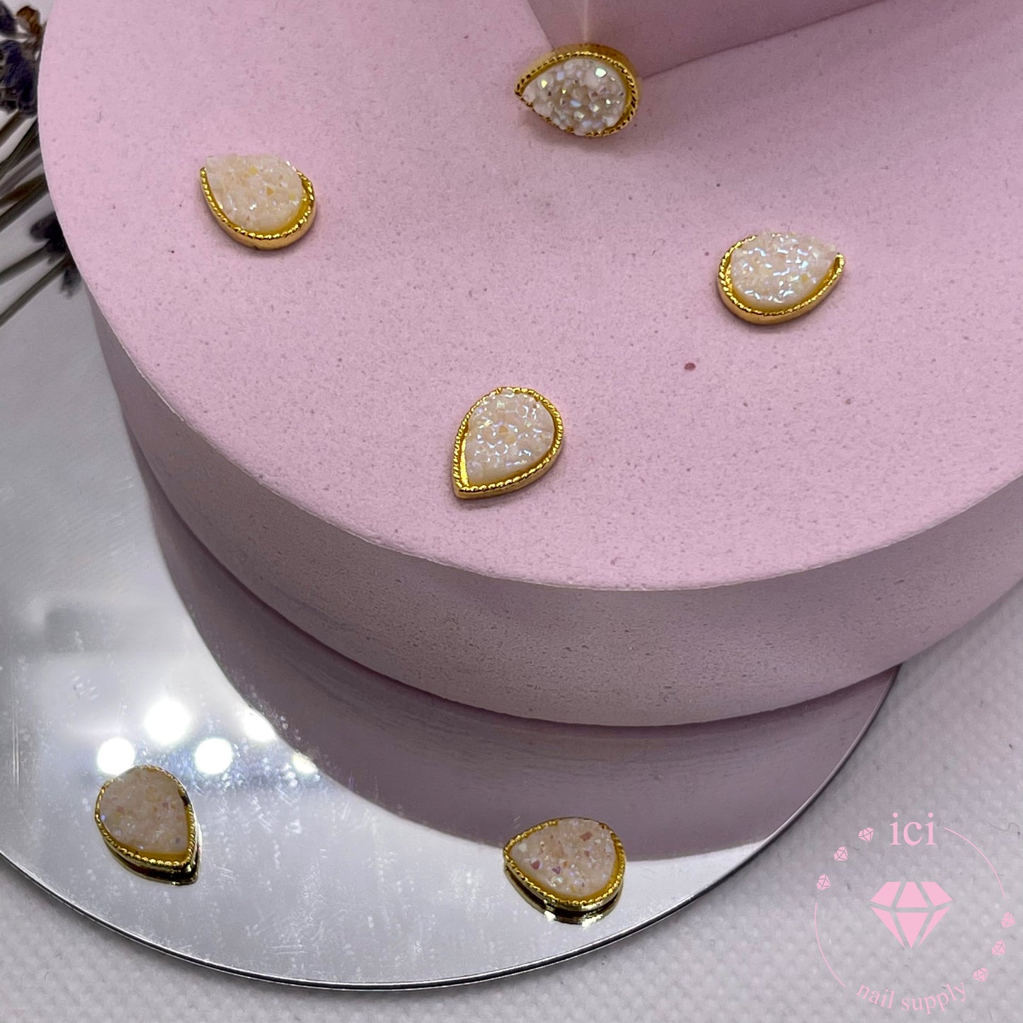 Textured Stone Teardrop - White