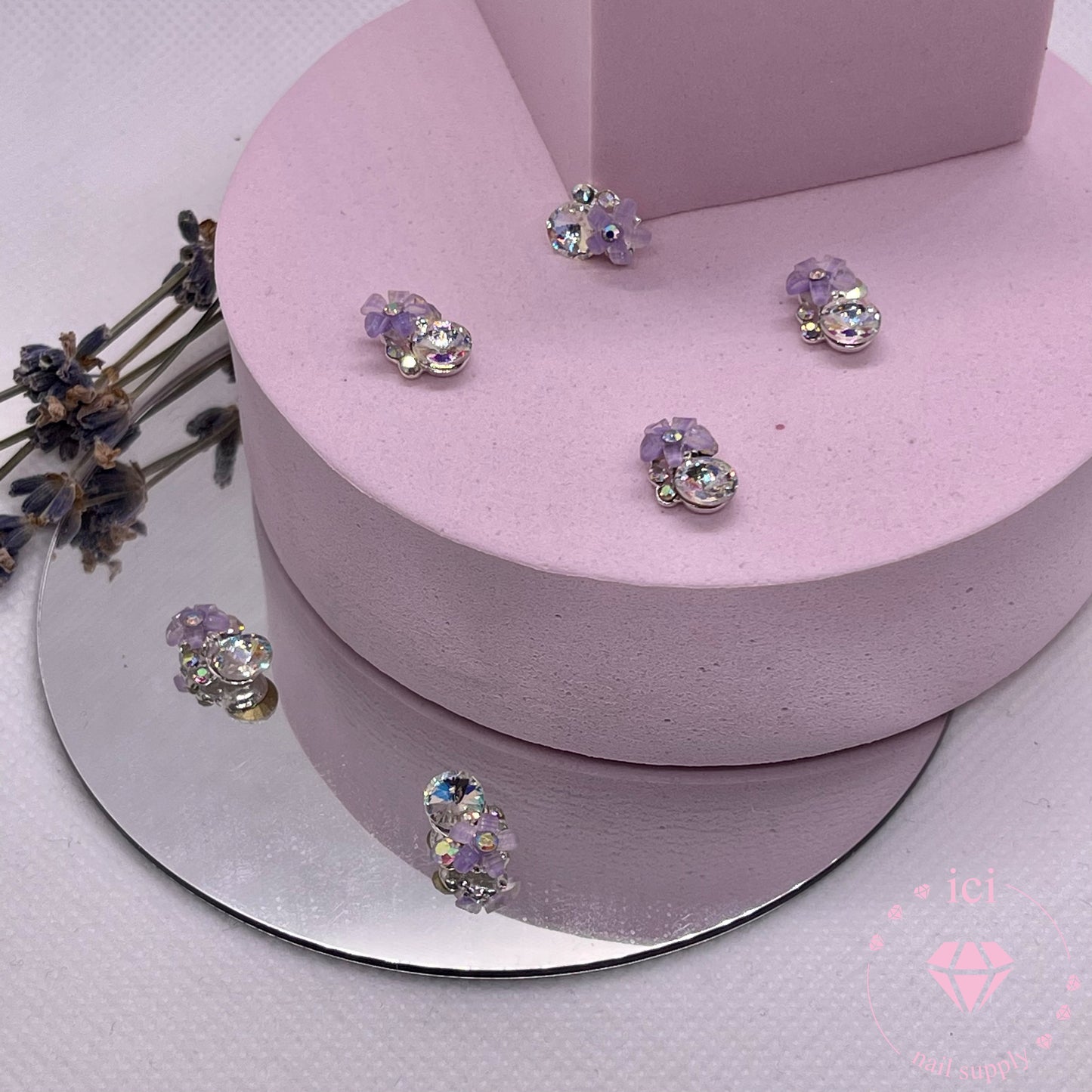 Purple Flower with Stone Cluster