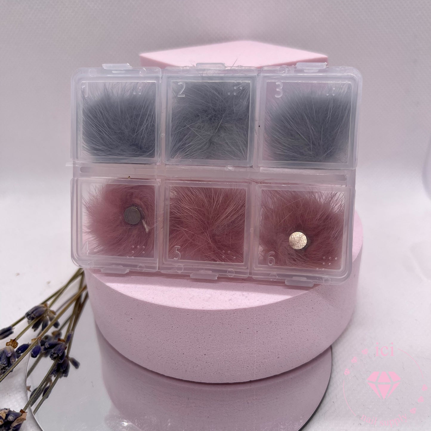 Pom Pom Set - Grey/Dark Pink