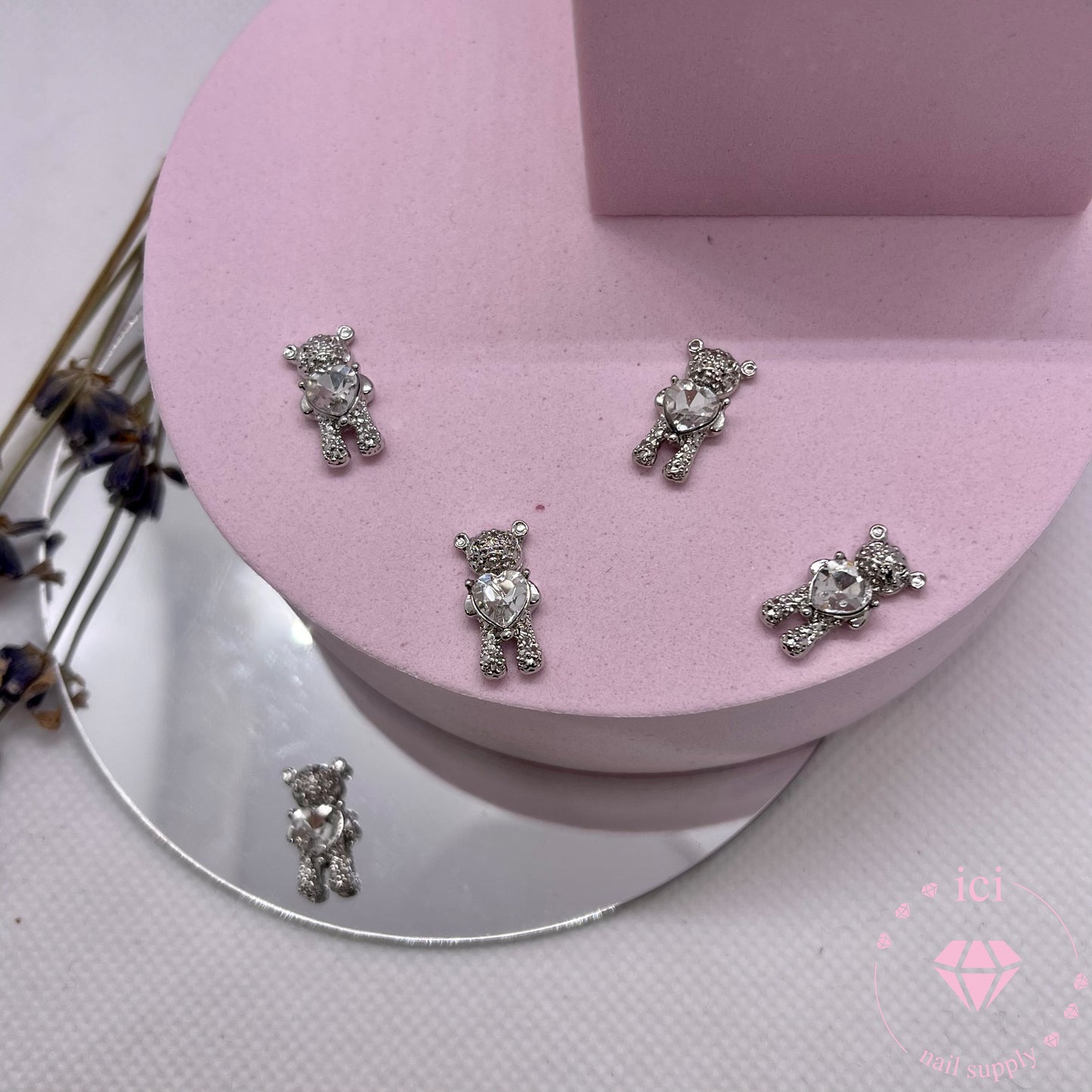 Bear Holding Heart - Big - Silver