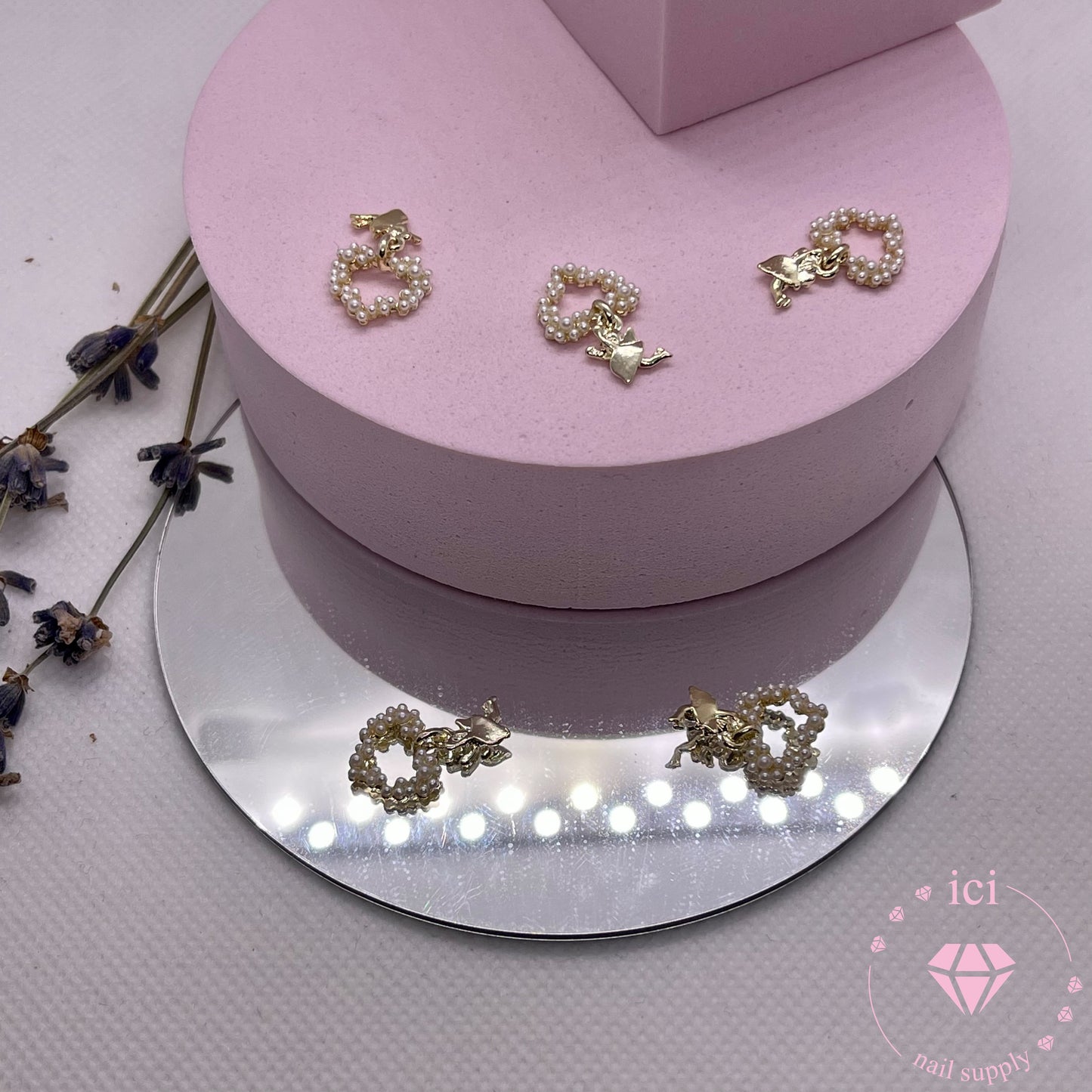 Pearl Heart with Cupid Dangle