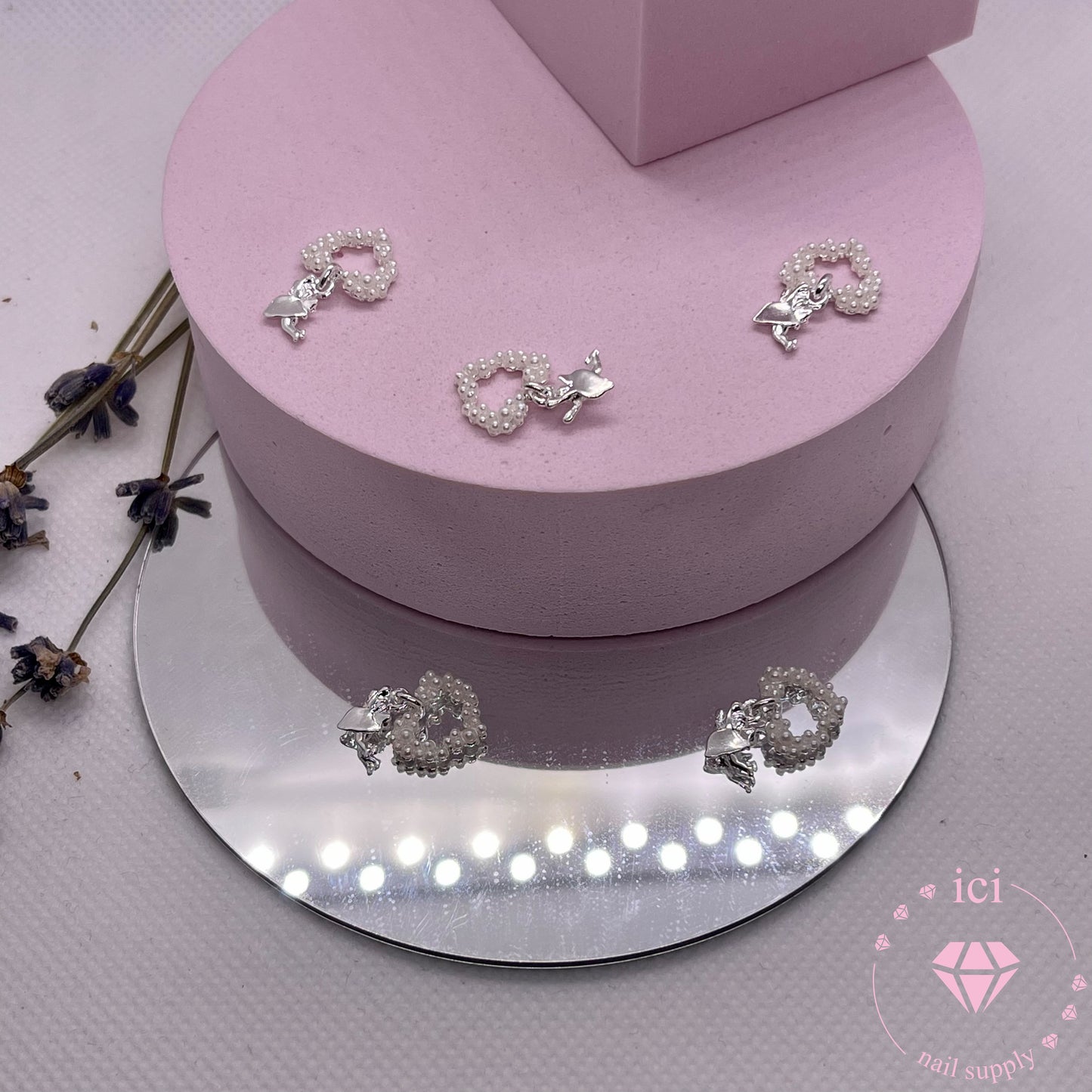 Pearl Heart with Cupid Dangle