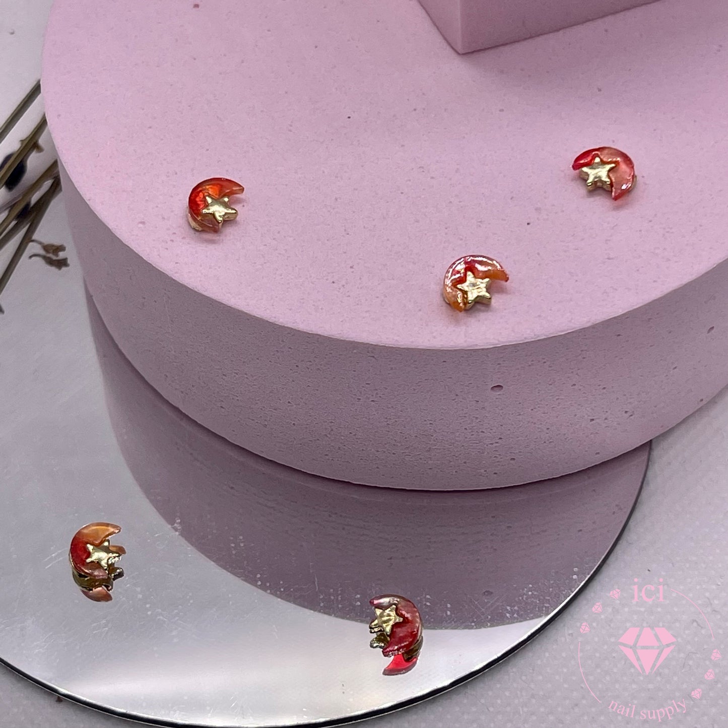 Red Moon with Gold Star