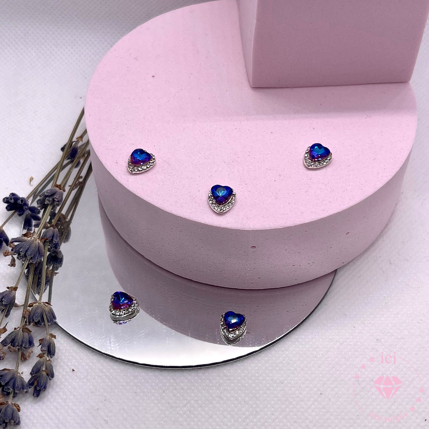 AB Blue Rhinestone Heart