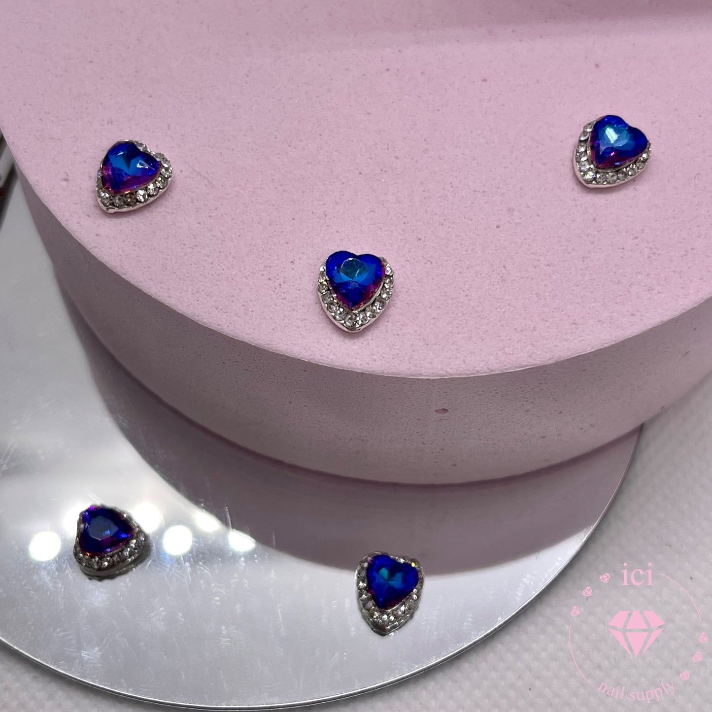AB Blue Rhinestone Heart