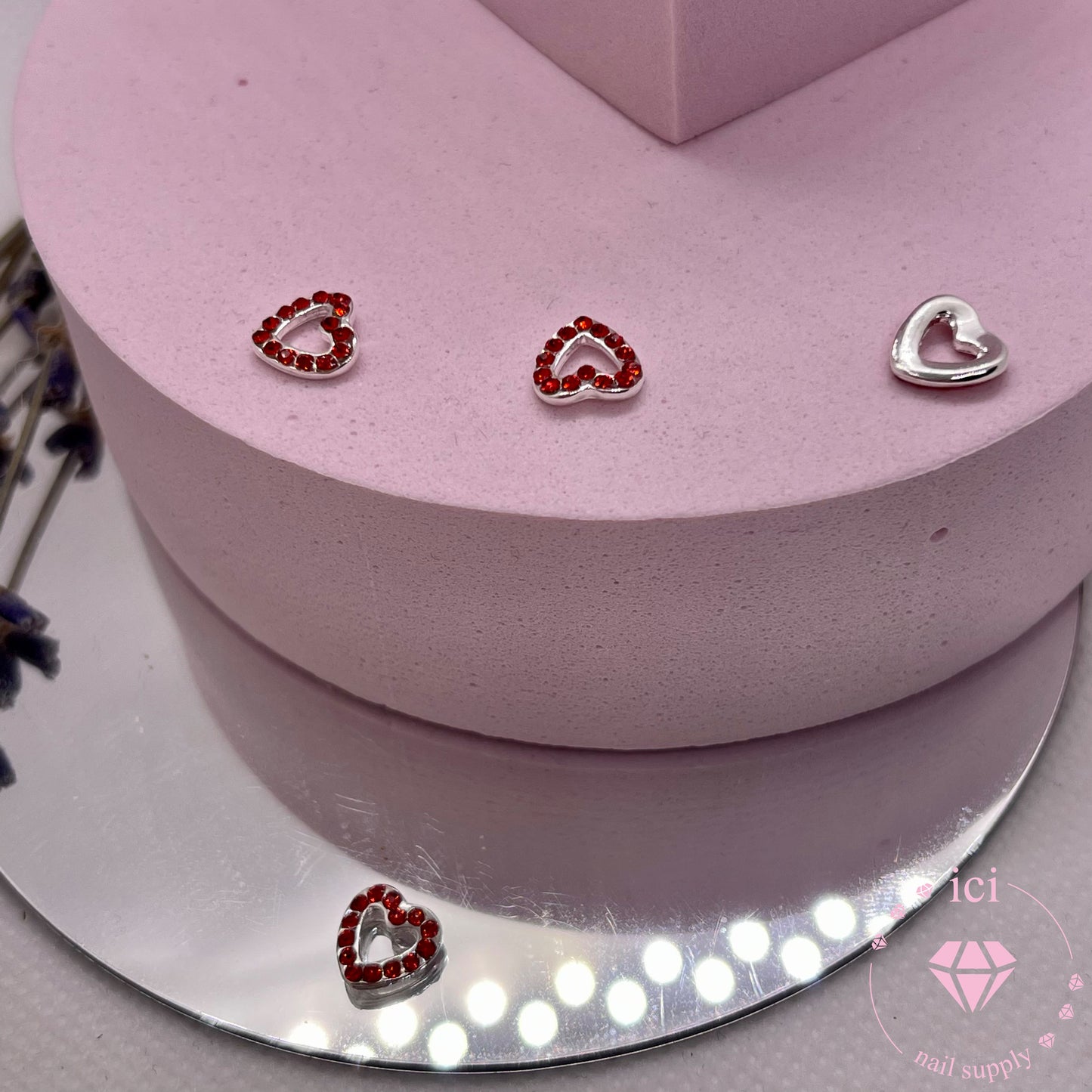 Heart with Red Rhinestones