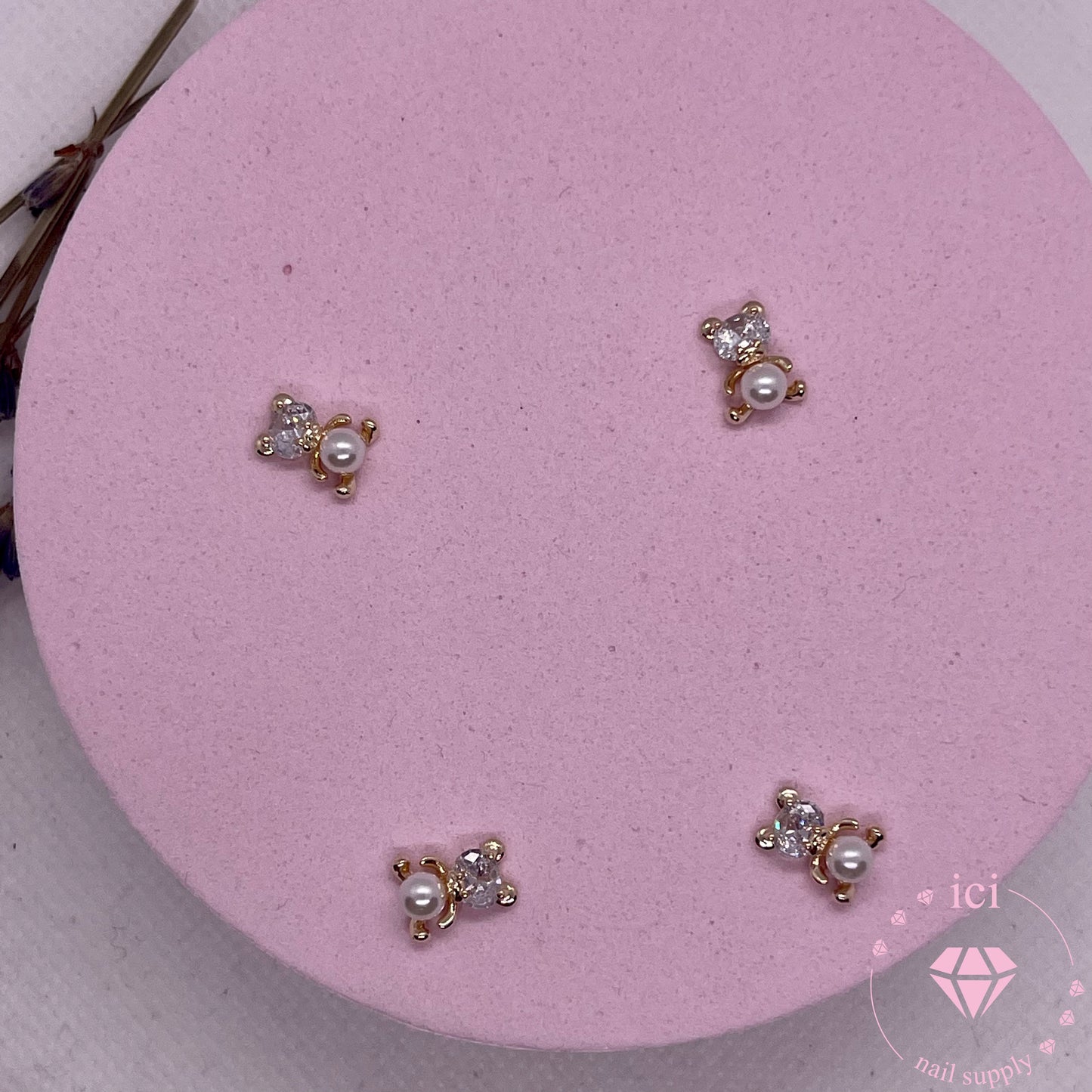 Rhinestone Bear with Pearl Body