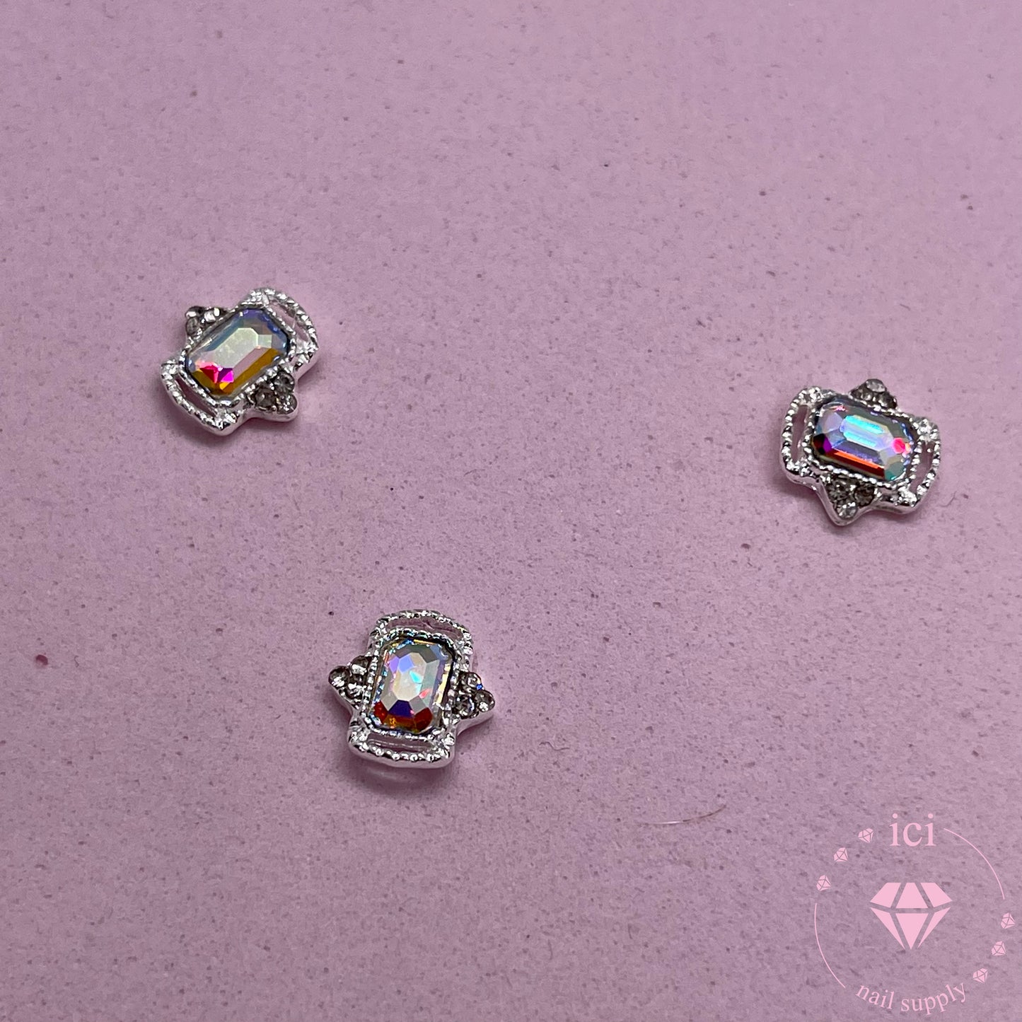 Rectangle Rhinestone with Silver Frame