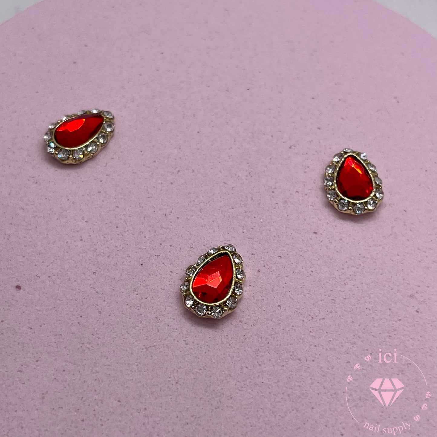 Round Teardrop with Rhinestone Frame