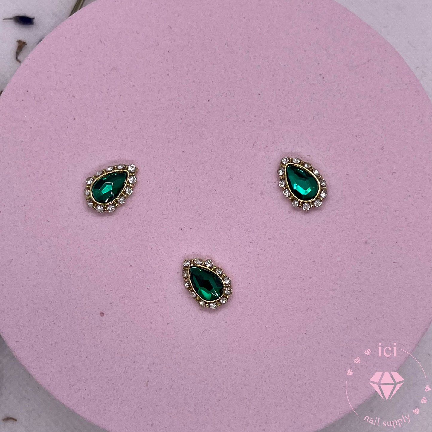 Round Teardrop with Rhinestone Frame