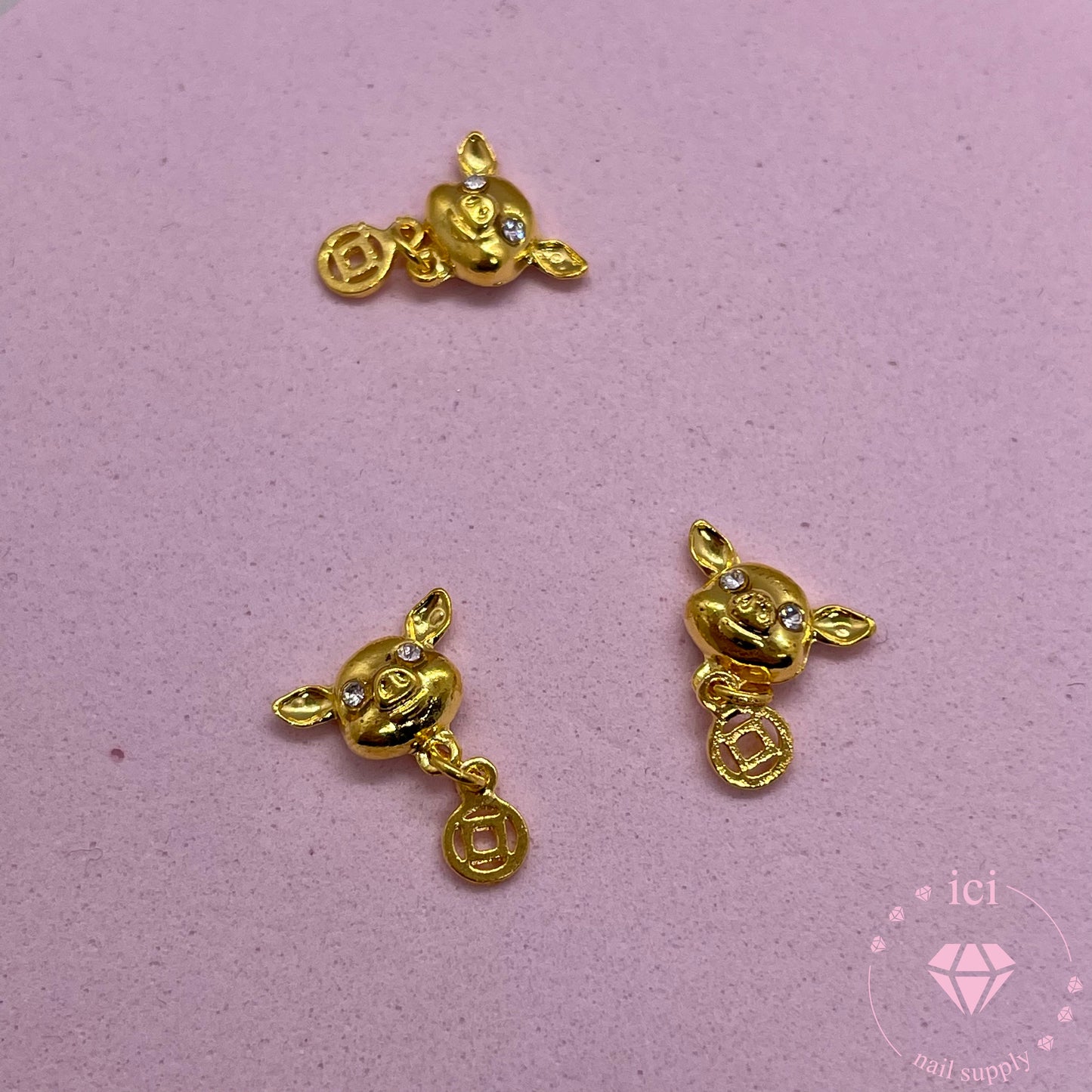 Golden Piggy with Money Dangle