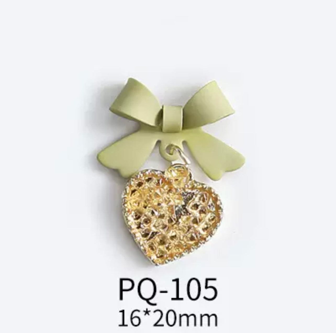 Metal Bow with Rhinestone Heart Dangle