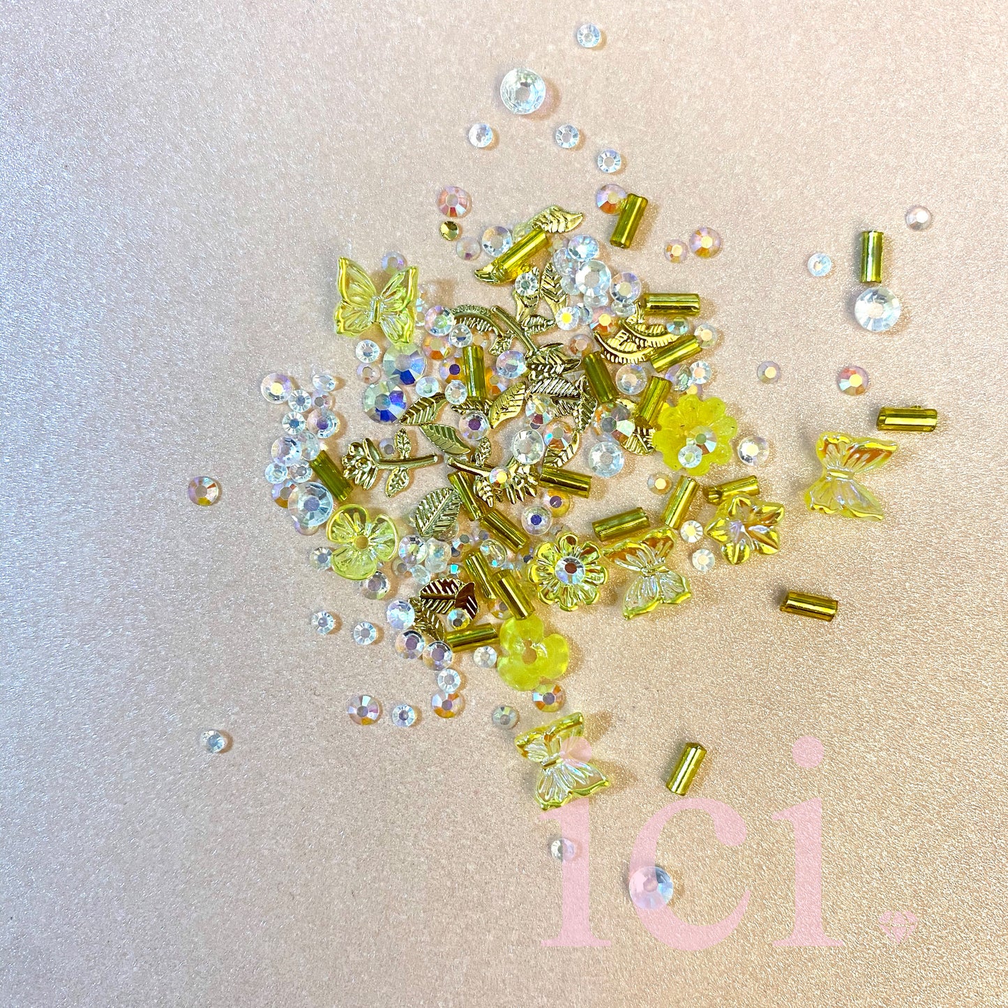 Flower & Butterflies set - Yellow