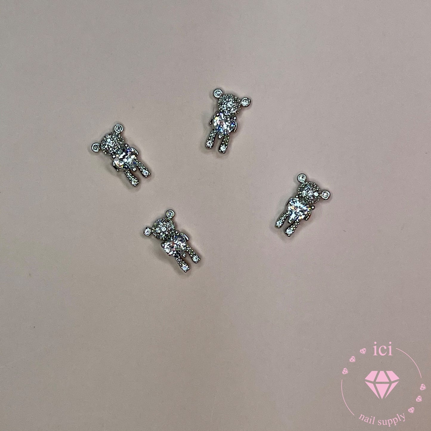 Bear Holding Heart - Small - Silver
