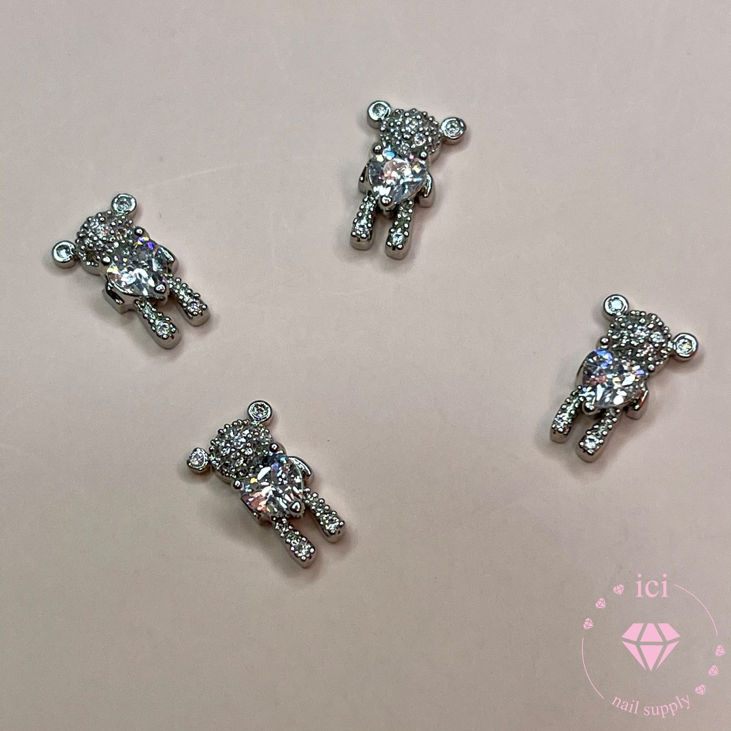 Bear Holding Heart - Small - Silver