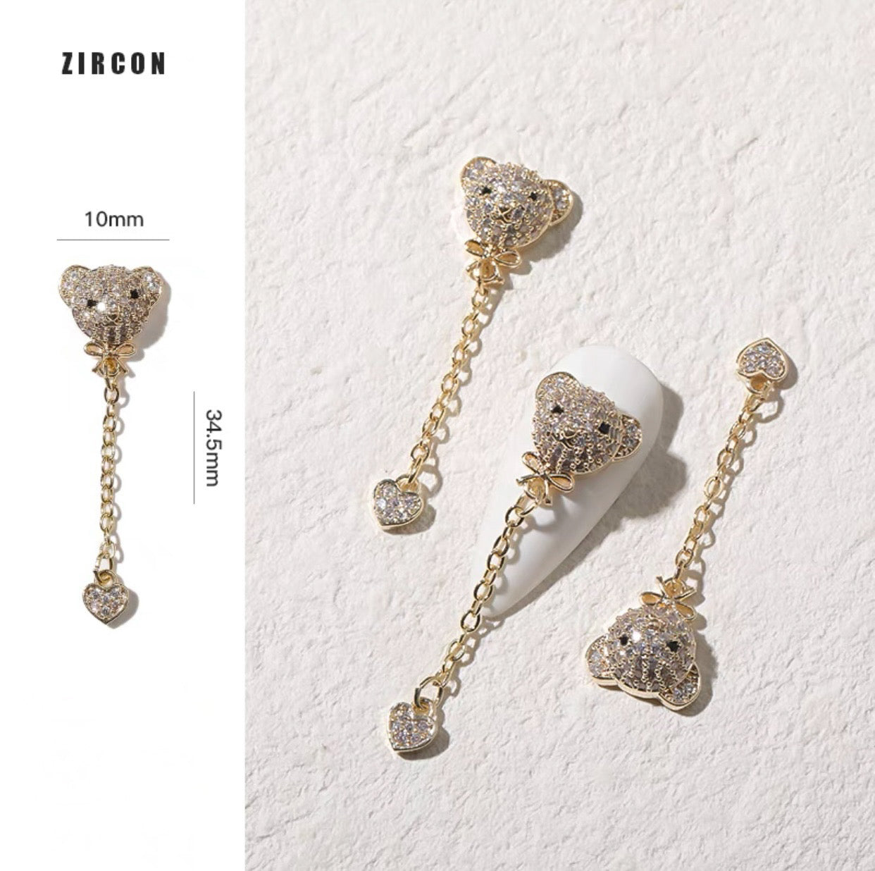 Bear with Heart Chain Dangle - Gold