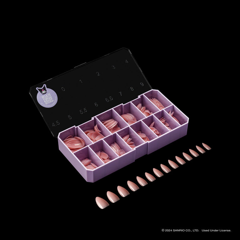 KUROMI™ X APRÉS GEL-X® NEUTRAL FRENCH NATURAL ALMOND MEDIUM BOX OF TIPS (280PCS, 14 SIZES)