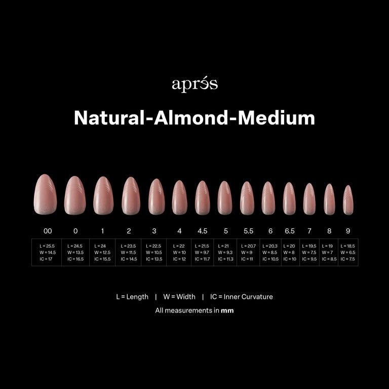 KUROMI™ X APRÉS GEL-X® NEUTRAL FRENCH NATURAL ALMOND MEDIUM BOX OF TIPS (280PCS, 14 SIZES)