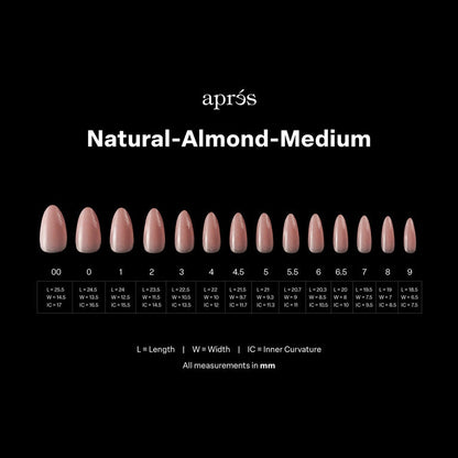 KUROMI™ X APRÉS GEL-X® NEUTRAL FRENCH NATURAL ALMOND MEDIUM BOX OF TIPS (280PCS, 14 SIZES)