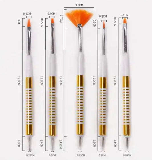 5 pieces duo ended brush/dotting tool