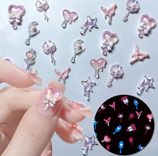 Assorted Flow in the Dark Charms - Pink Hearts