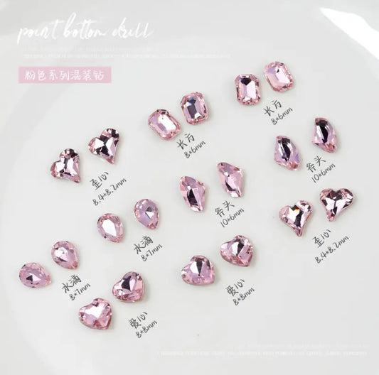 5 Shapes Assorted Rhinestone - Pink